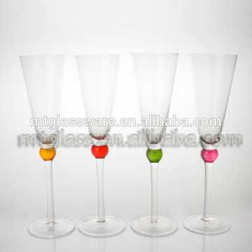 color bead clear stem champagne flute glass