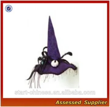 ZD384 Black Skeleton Pumpkin Feather Ribbon Halloween Witch Hats