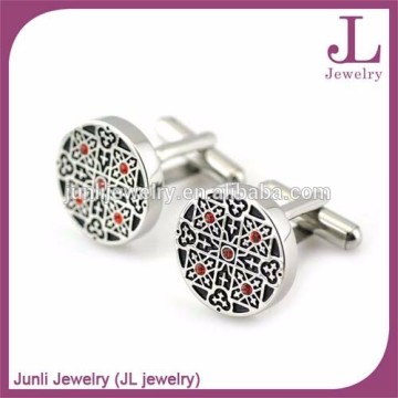 Stainless Steel Red CZ Black Enamel Cufflinks Custom Fashionable Cufflinks