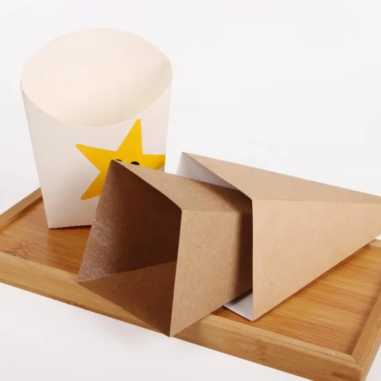 Custom Printed Disposable Cone Holder Fast Food Packaging Paper Boxes for French Fries and Potato Chips - Wholesale Options
