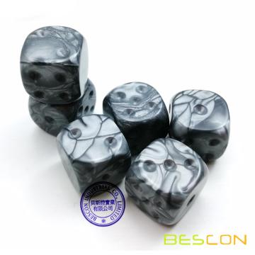 Bescon сырье неокрашенной мраморных 16 мм игровые кости с пустой 6 стороной, 3 разных цветов набор 18pcs, пустой мраморные умереть