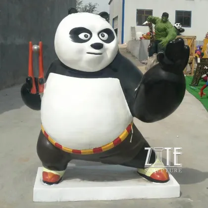 Customized fiberglass movie characters sculpture resin kung fu panda statue