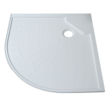 Matt Custom Fan - Shaped White Acrylic Solid Surface Shower Tray With Overflow Hole