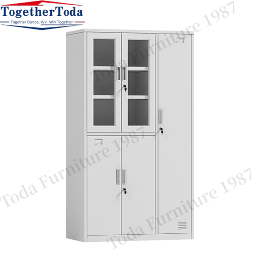 Metal Case Cabinet Glass Door with Five Doors