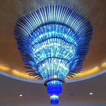 Large Blue Art Glass Chandelier Decorations for Hotel Wedding Halls