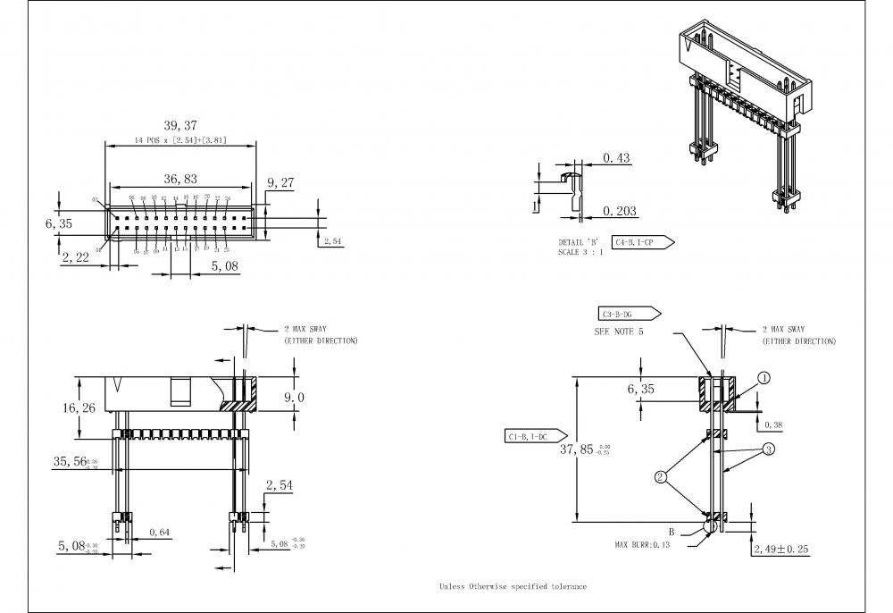 2.54mm dual row box header Through Hold 180° type H=9.0 Add Housing