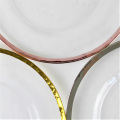 Rose Gold Silver Rim Transparent Glass Charger Plates