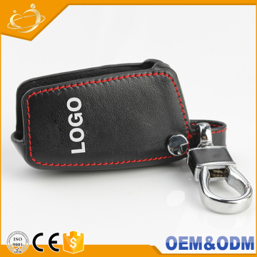 Factory supply custom with logo genuine PU black leather 2 buttons car key bag for Toyota