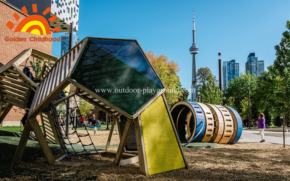 outdoor wooden tower playground