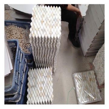 Rhomboid Marble Mosaic Calacatta White Gold for Reception Wall Background