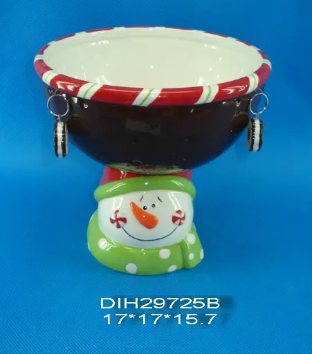 Funny Snowman Ceramic Round Candy Bowl
