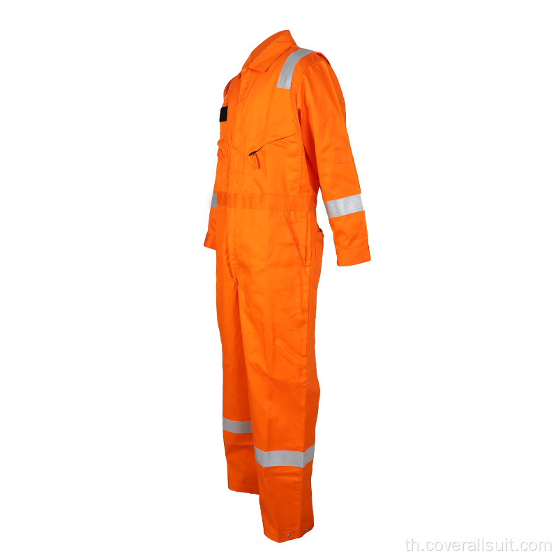 workwear coveralls ความปลอดภัยเปลวไฟสีส้มทน