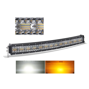 Off-Road 4X4 Curved LED Light Bar - Dual Color White/Amber 3 Rows 50 Inch Strobe Flashing