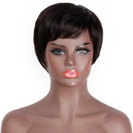 Black High Quality Short Pixie Cut Wholesale Cheap For White Women Bang High Quality Vendor Natural 100% Real Human Hair Wig