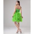 Yeşil Organze balo elbise parti elbisesi