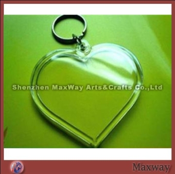 Heart-shaped clear acrylic/lucite key chain/key ring