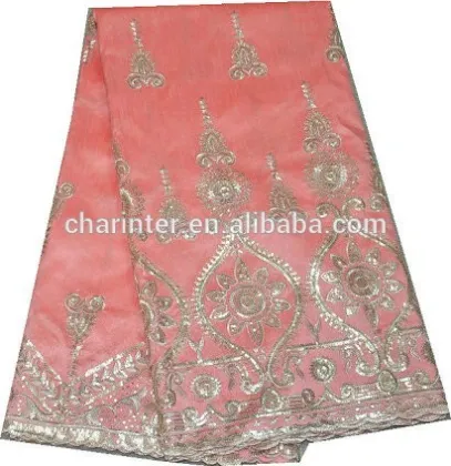 high quality George fabric(PG14009) raw silk embroidery George lace