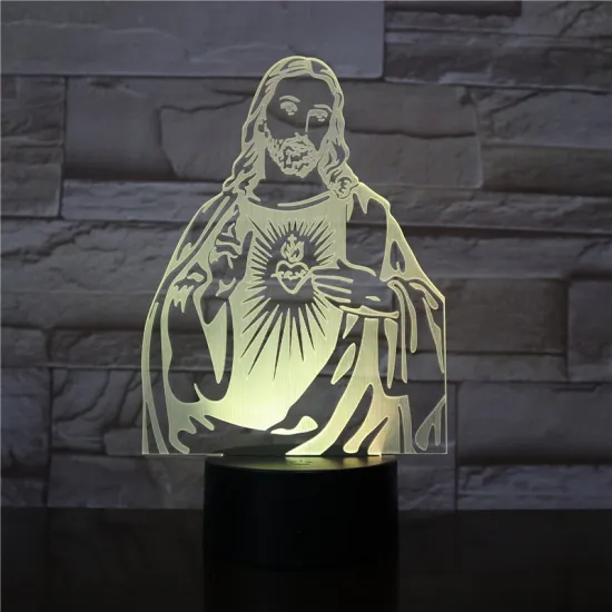 Jesus Design Acrylic 7 Color LED Night Light for Home Decor