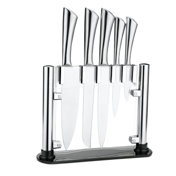 Set baja stainless 6-piece pisau dapur set dengan dudukan akrilik