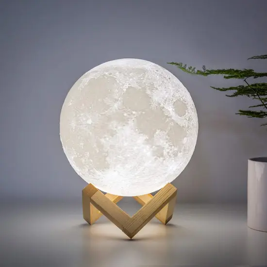 USB Rechargeable 3D Print Moon Lamp - Customized LED Decorative Night Light (3000K/6000K)