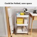 Home Storage Foldable Metal 3-tier Rolling Cart