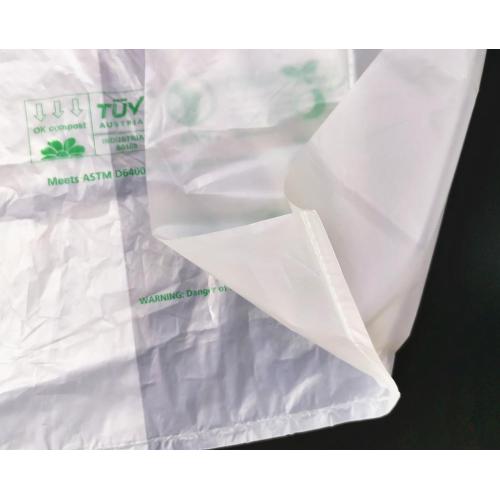 Biodegradable Plastic Supermarket Bags PLA 100% Biodegradable Compostable Supermarket Shopping Bags Manufactory