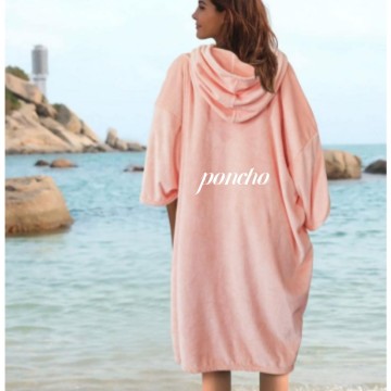 Velor poncho con capucha para surfear