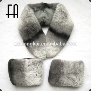 Factory direct wholesale price chinchilla rex rabbit fur colla cuff (1 set)