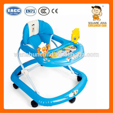 blue 801B simple plastic baby walker wholesale with 7 small black wheels