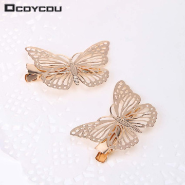 1PC Golden Butterfly Hair Clips Hair Apparel Accessories Barrettes Decor Wedding Jewelry Side Hairpins Headpiece Headwear
