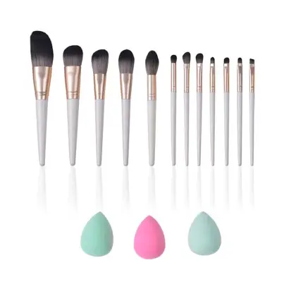 12pcs Beauty Plastic Handle Makeup Brushes