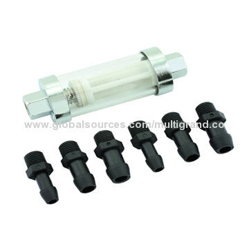 Fuel filters, available in 1/4, 5/16, 3/8-inch inner diameter hose