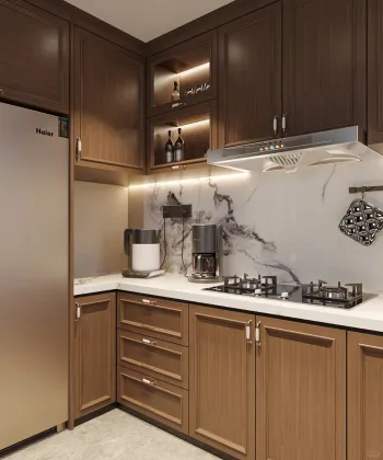 Custom Solid Wood Modular Kitchen Cabinets