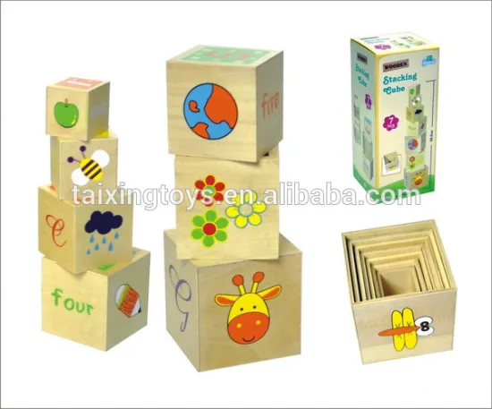 New DIY Wooden Stacking/Folding Cup Blocks Kids Educational Toys