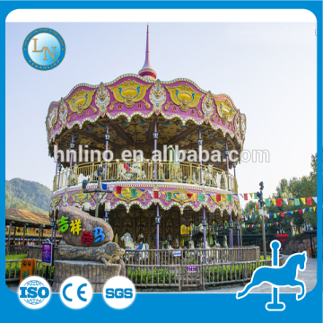 Chrismas discount! China manufacturer fiberglass theme park amusement double decker merry go round carousel rides for sale