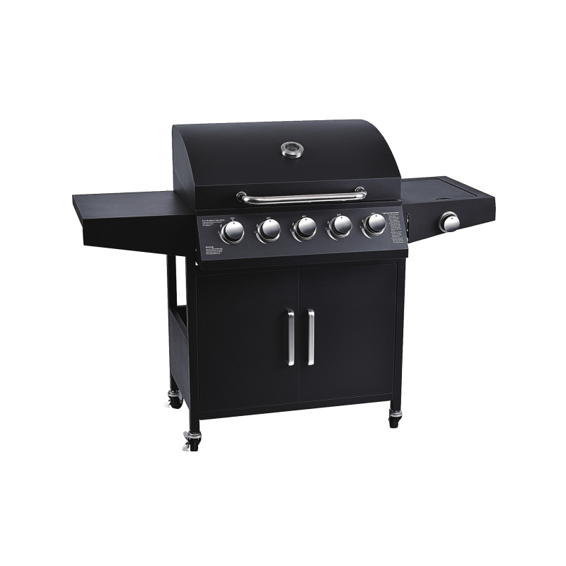 Outdoor Big Barbeque Gas Grills 6 Burner Commercial Barbecue Grill With Side Cooker Flat Top