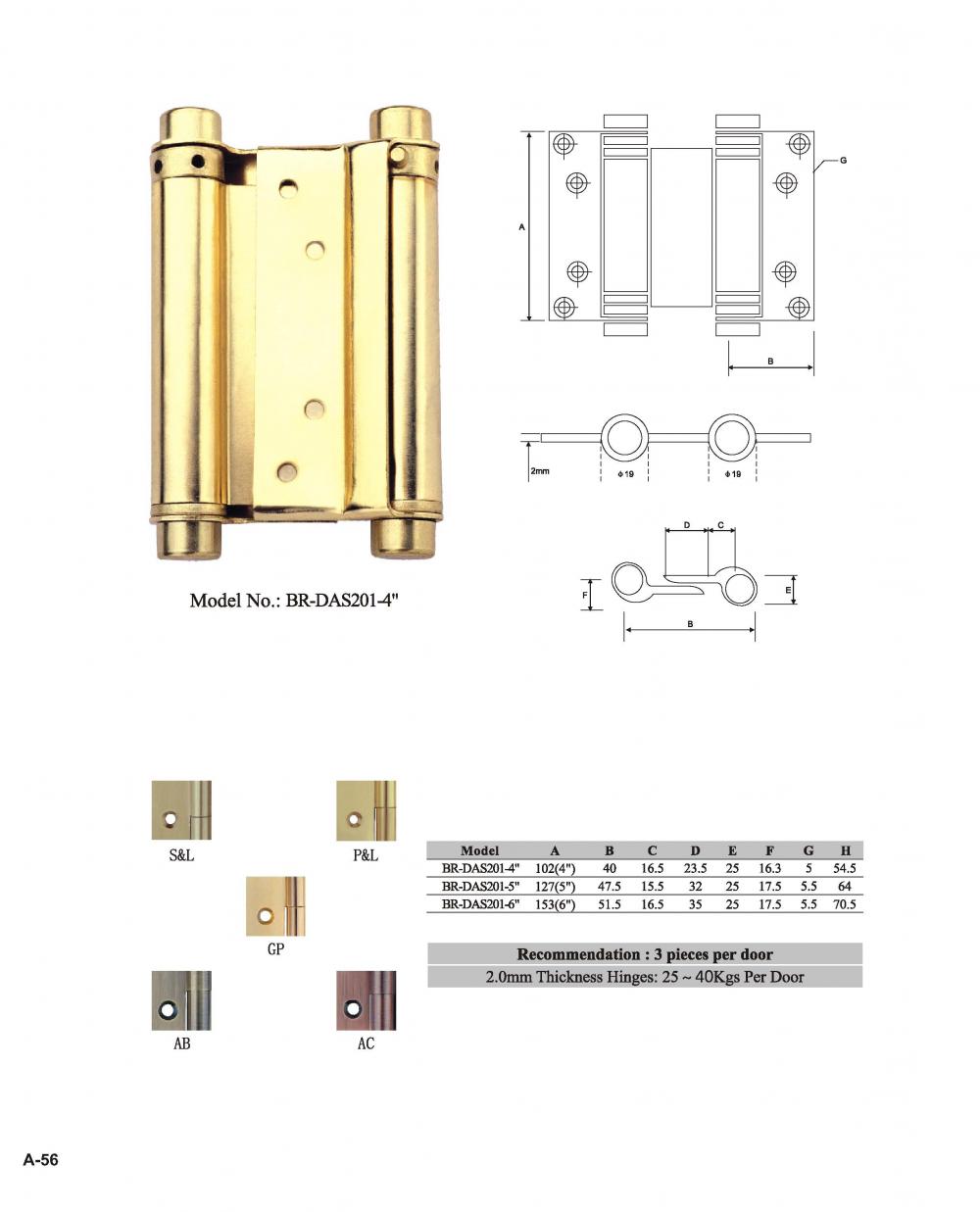 Rust-resistant brass door hinges