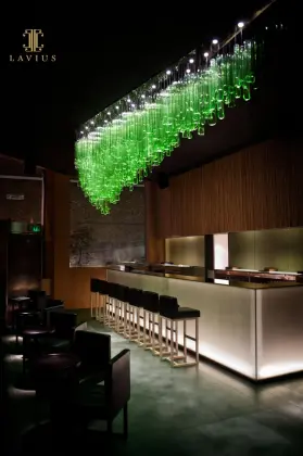 Simple giant hotel green glass chandelier light