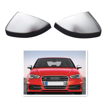 S3 -stijl zijspiegelafdekkingen voor Audi A3 8V 2014-2019 - Silver Chrome Mirror Caps