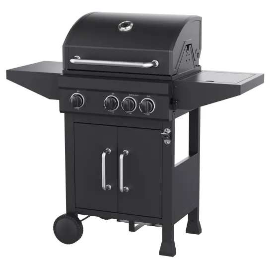 3 Burners Cooking Barbeque Propane Gas Grill for Patio Garden with Side Burner, Powder Coated