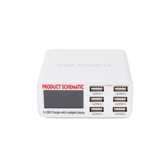 Gsmsources LCD Digital Display HUB 6 Port USB Charger