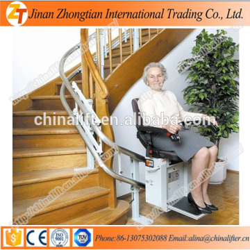 Professional design home used inclined stair lift curved wheelchair elevators