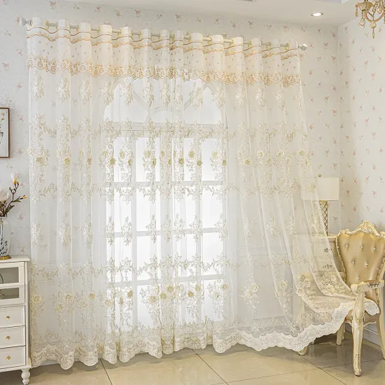 White Tulle Curtain Fabric Floral Curtains: Adding Elegance to Your Living Room