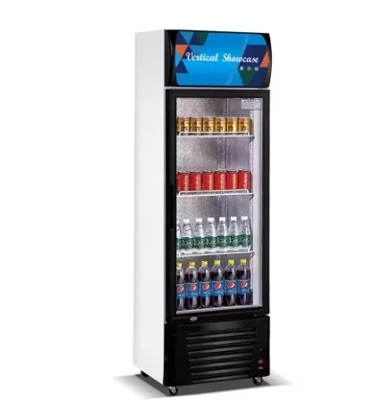 Commercial Refrigerated Display Case: Double Glass Door Beverage Showcase for Small Spaces