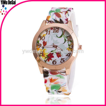 Fashion Watch Luxury Flowers Printed Watch Women Casual Quartz Watch Elegant Popular Ladies Dress Wristwatch