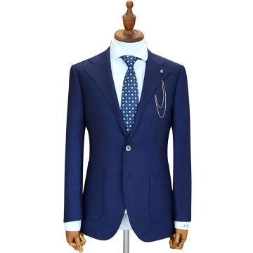 Slim Blue Wool Blazer Suit with Italian Craftsmanship