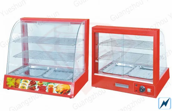 Curved Glass Commercial Food Warmer For Supermarket / Restaurant