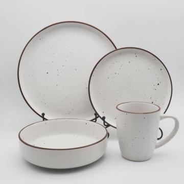 Novo design mais popular conjunto de utensílios brancos de grés, conjunto de jantar de mesa de cerâmica