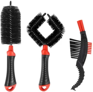 3-Piece Motorcycle Bike Chain and Wheel Cleaning Brush Set for Maintenance