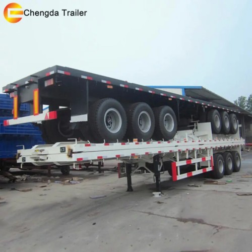 3 Axle White Flatbed Trailer